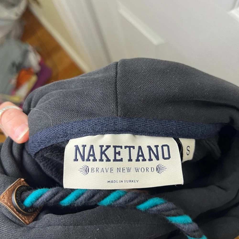 Naketano Black Sweater with Brown and Teal Accents - Picture 2 of 4